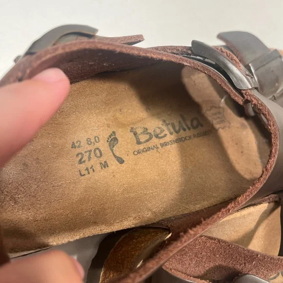 BIRKENSTOCK Betula Sandals Leather L 11 / M 9.5 Brown Slingback EUC BIRKENSTOCK Betula Sandals Leather L 11 / M 9.5 Brown  main image 3
